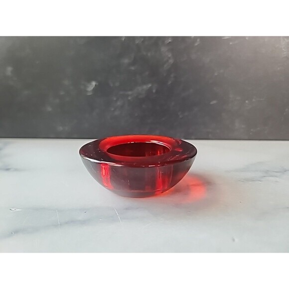 Vintage Red Glass Tea Light Candleholder - Picture 6 of 10